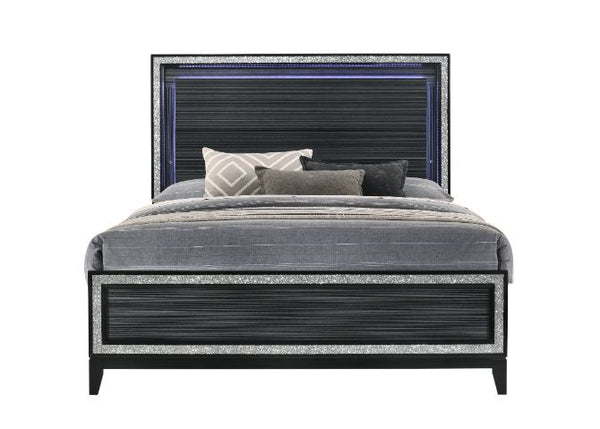 Haiden - Queen Bed - Led & Weathered Black Finish