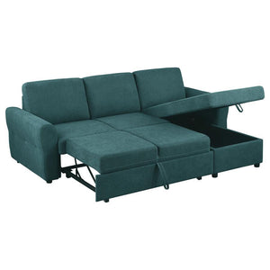 Samantha - Upholstered Storage Sleeper Sectional Sofa - Teal