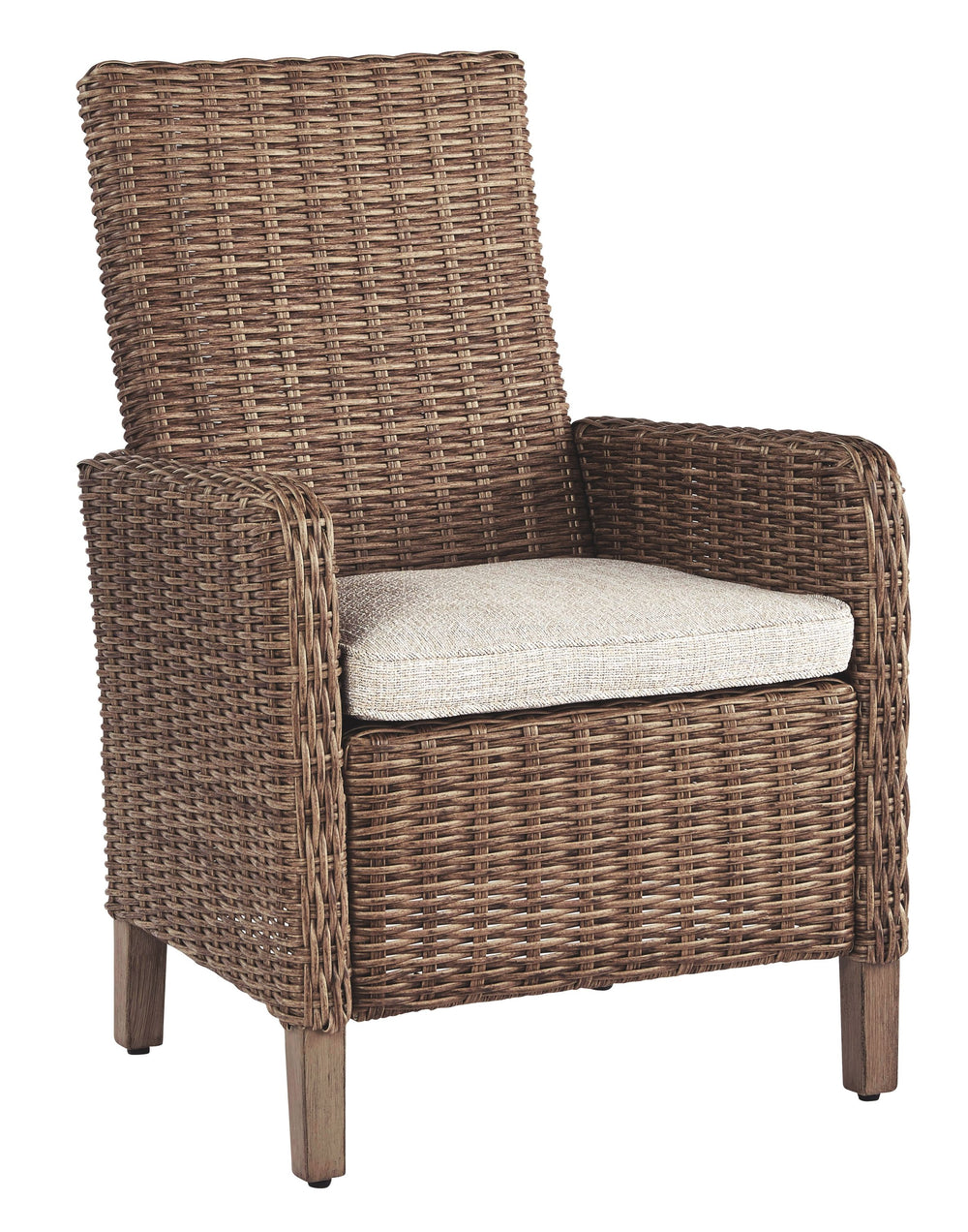 Sporting an easy-on-the-eyes look inspired by driftwood, this dining arm chair with cushion elevates the art of alfresco living. Beautiful and durable enough for indoor and outdoor use, the brilliantly styled seating entices with a plush, removable cushio