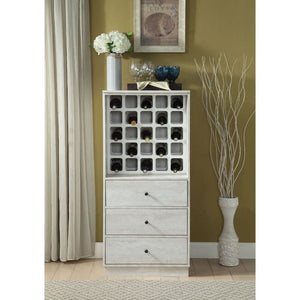 Simple yet versatile, the Wiesta wine cabinet will ensure your home is always well-stocked with your favorite wines. This collection offers two different designs, one with wine storage and three bottom drawers and the other with a wood pull-door on the to