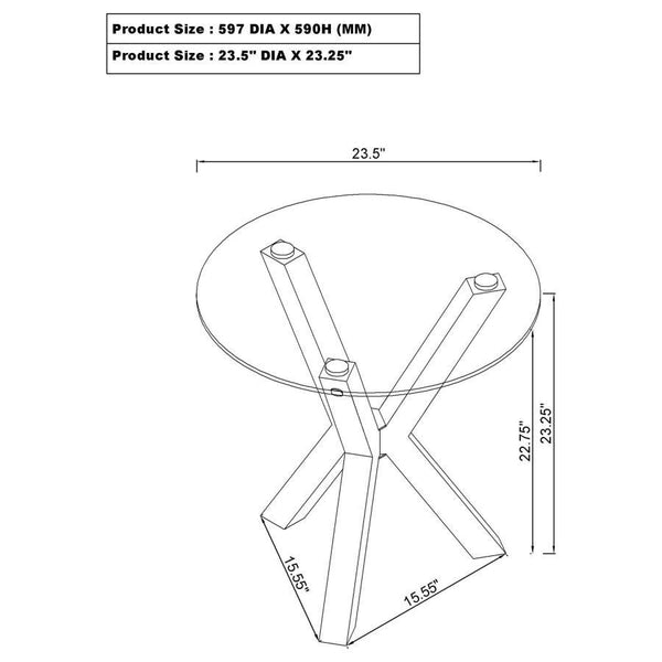 Kenzie - Round Tempered Glass Top End Side Table - Chrome