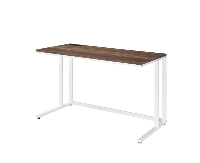 Simple, clean, and appealing, the Tyrese Writing Desk will give your workplace a distinct look with contemporary style. Founded atop a metal open base , the wooden desk with minimal detailing showcases the modern design and openness. Built-in USB port and