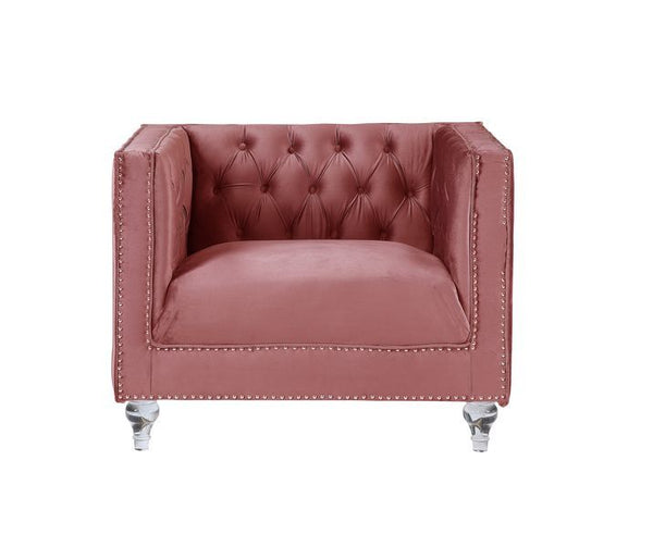  the Heiberoll living room collection is sure to impress your guests. The set includes mirrored side trim with faux diamonds to add a glimmering touch. The whimsical acrylic turned legs give off the illusion that the pieces are floatin