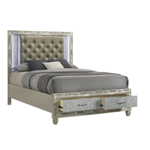 Radiance - 5/0 Queen Bed Only With Storage - Silver