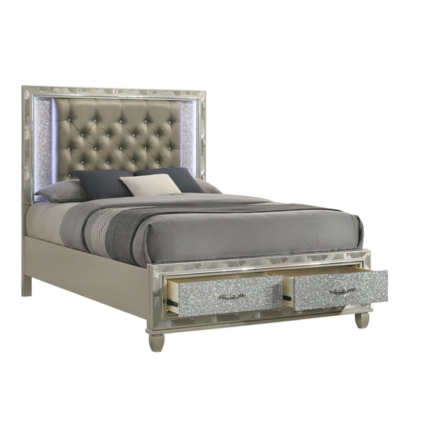 Radiance - 5/0 Queen Bed Only With Storage - Silver