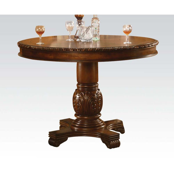  Round Single Pedestal Table NO Storage Fixed Top (NO Extension Included) CONSTRUCTION Wooden Top & Apron: Arched Sides