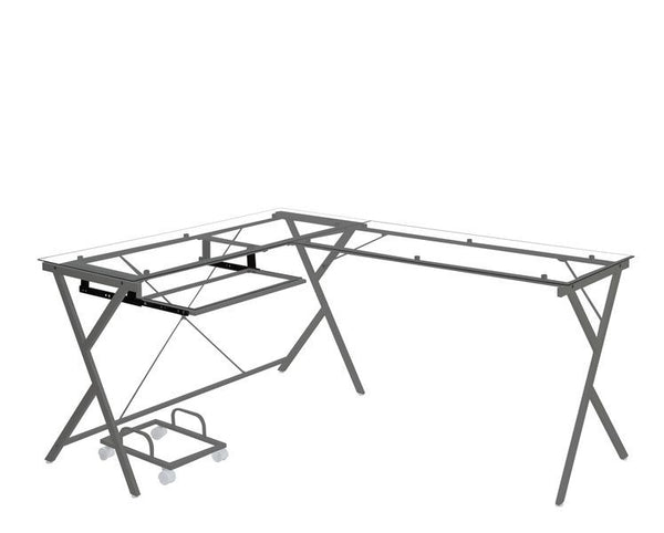 Dazenus - Desk - Clear Glass & Silver Finish - 28"