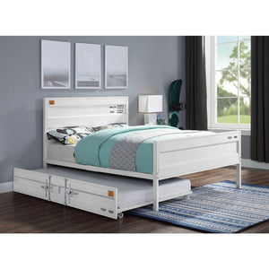 The Cargo youth bed is the perfect addition to any childâ€™s room. This contemporary container themed metal bed features a panel headboard with low profile footboard, crafted with an industrial look that is an perfect match for your bedroom. The bed is ac