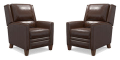 The Connor recliner boasts an effortless manual pushback recline for seamless relaxation. Upholstered in the finest soft leather with a custom match, it exudes sophistication. The decorative twisted rope stitching detail adds a touch of elegance, while th
