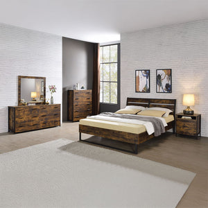 Juvanth - Eastern King Bed - Rustic Oak & Black Finish