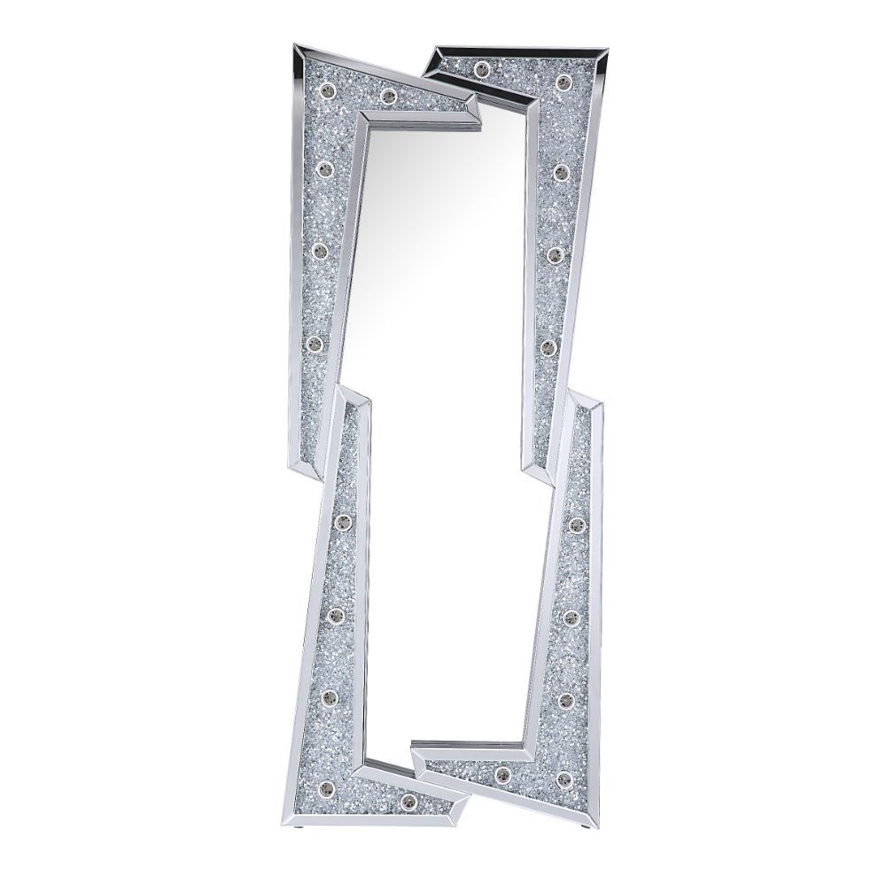 Noralie - Accent Floor Mirror -Hollywood Lighted Mirror - Mirrored & Faux Diamonds - 26-"<br/><br/><b>Product Features</b><ul><li>Accent Floor Mirror</li><li>Hollywood Lighted Mirror (Bulb Not Included)</li><li>Rectangular Shape</li><li>Beveled Mirrored F