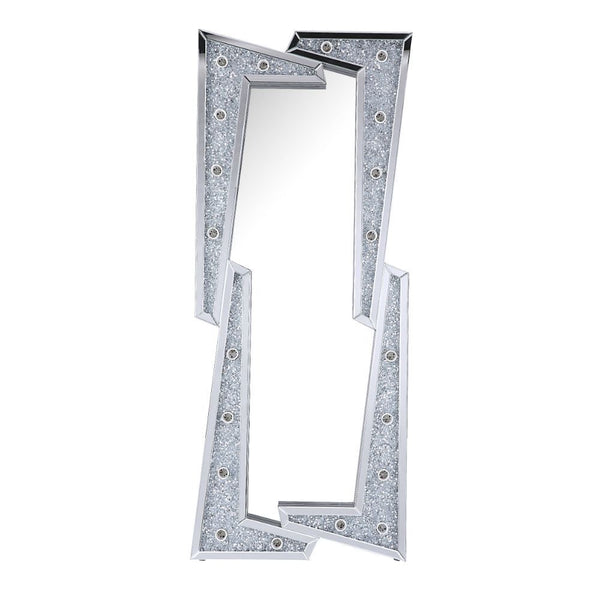 Noralie - Accent Floor Mirror -Hollywood Lighted Mirror - Mirrored & Faux Diamonds - 26-"<br/><br/><b>Product Features</b><ul><li>Accent Floor Mirror</li><li>Hollywood Lighted Mirror (Bulb Not Included)</li><li>Rectangular Shape</li><li>Beveled Mirrored F