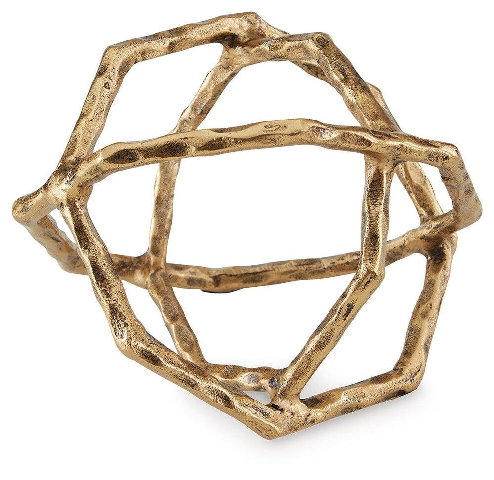 This sculpture is a cool and contemporary take on geometric design. Its interlocking rings, finished in a luxe antiqued brass tone, bring a sense of movement to your decor. An eye-catching complement to your existing accents, the boldly designed piece als