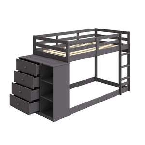  this Twin over Twin Bunk Bed is perfect for your home. This Gaston bunk bed with cabinet is designed with a clean silhouette and a modern gray finish. Use the bottom for additio