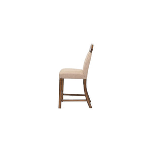  Armless Chair (High Back) Stationary Seat: Counter Height Padded SEAT & BACK: Linen (Solid Pattern) Nail-head Trim (Top Backrest) Padded Backrest: Arched (Wooden Top) Seat Construction: Padded