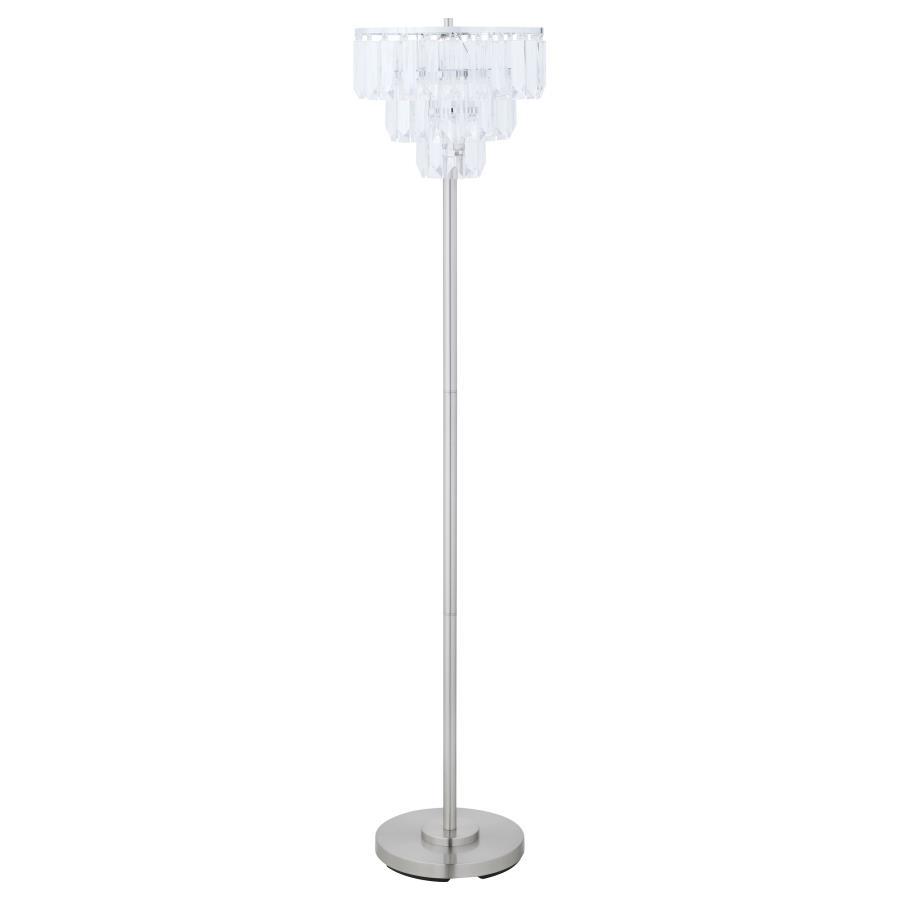 Dazzle your space with this exquisite crystal floor lamp, a radiant piece of ambient lighting that exudes opulence. Its hanging crystals cascade gracefully, reflecting light in a mesmerizing dance that transforms any room. Perfect for luxurious interiors,