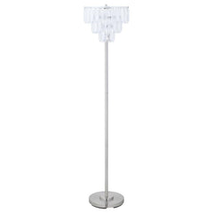 Dazzle your space with this exquisite crystal floor lamp, a radiant piece of ambient lighting that exudes opulence. Its hanging crystals cascade gracefully, reflecting light in a mesmerizing dance that transforms any room. Perfect for luxurious interiors,