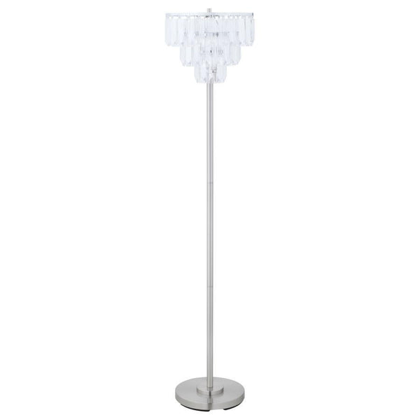 Dazzle your space with this exquisite crystal floor lamp, a radiant piece of ambient lighting that exudes opulence. Its hanging crystals cascade gracefully, reflecting light in a mesmerizing dance that transforms any room. Perfect for luxurious interiors,