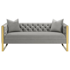 Eastbrook - 2 Piece Velvet Upholstered Tufted Sofa Set - Gray