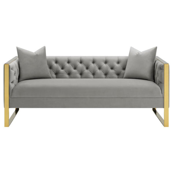 Eastbrook - 2 Piece Velvet Upholstered Tufted Sofa Set - Gray