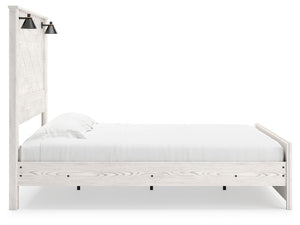 Gerridan - White - King Panel Bed with Sconces