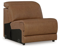 This armless chair is made with leather and faux leather upholstery. It pairs with other items in the series to make a modular sectional.<br><br><b>Additional Dimensions</b><br><ul><li>Seat width: 31.75-"</li><li>Seat depth: 20.75-"</li><li>Seat height: 1