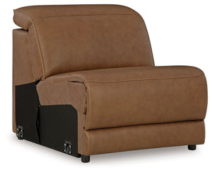 This armless chair is made with leather and faux leather upholstery. It pairs with other items in the series to make a modular sectional.<br><br><b>Additional Dimensions</b><br><ul><li>Seat width: 31.75-"</li><li>Seat depth: 20.75-"</li><li>Seat height: 1