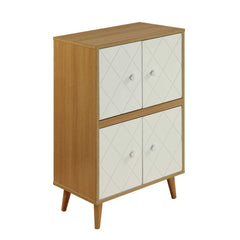 Bring home with you this simple, beautiful and elegant Anita console table. It is made in a Mid-Century style and versatile in any modern or classical interior. This rectangular console table has natural & white finish with 4 Wooden white Doors with a Dia