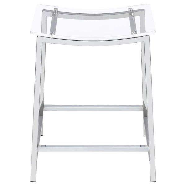 Jovani - Acrylic Backless Counter Stool (Set of 2) - Chrome