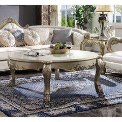 Inspire your home and create an upscale atmosphere with the Dresden occasional table. This table adds classic style to any sitting area featuring a traditional handcrafted design. This luxurious collection features a oversized decorative motives, and anti