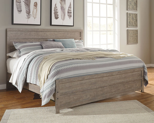 This king panel bedâ€™s weathered driftwood finish evokes such an ethereal vibeâ€”exactly what you need for a serene bedroom suite. Chunky moulding creates a plank-like effect while clean lines make for a timeless look youâ€™ll love living with for years 