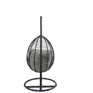 Simona - Patio Swing Chair - Beige Fabric & Black Wicker