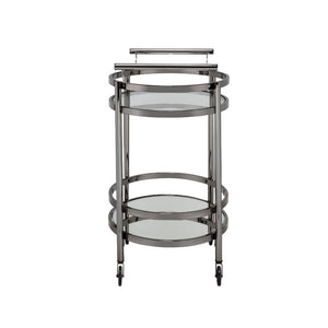  featuring a metal frame finished in black nickel and top tray of glass and lower mirrored shelf for that glam appeal. The clear tempered glass top and mirror bottom are the ideal place for placing y