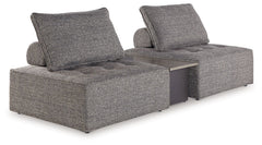 This sectional seeks to bring serenity to your outdoor seating area. Channeling Japandi and casual contemporary aesthetics, its low profile encourages laid-back living without sacrificing sophistication. The included back cushions complete moments of tran