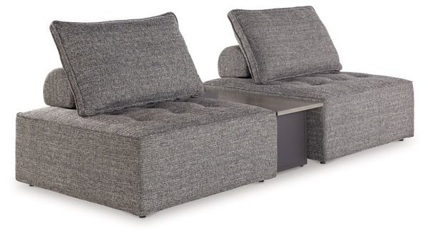 This sectional seeks to bring serenity to your outdoor seating area. Channeling Japandi and casual contemporary aesthetics, its low profile encourages laid-back living without sacrificing sophistication. The included back cushions complete moments of tran