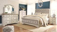 Traditional cottage design. Antiqued two-tone finish featuring chipped white cases with distressed wood finished tops. Tops feature Oak veneers, while the cases are made with engineered wood substrates and Poplar solids. Framed drawer fronts and overlay d