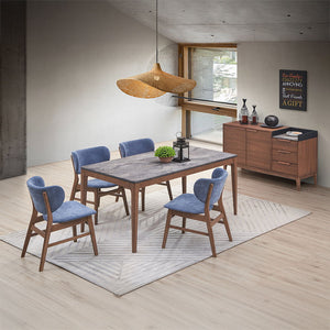 Bevis - Side Chair (Set of 2) - Blue & Walnut