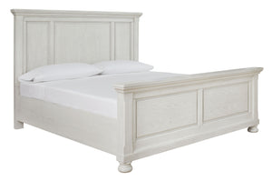  timeless furnishings take your bedroom to the next level. Nothing does that better than this king panel bed. The antiqued white finish with a wonderful grain texture radiates sophistication