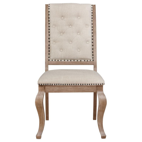  wide seat for optimal comfort. Its upholstered back is button tufted in a classic diamond motif
