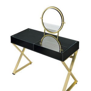Coleen - Vanity Desk - Black & Gold Finish