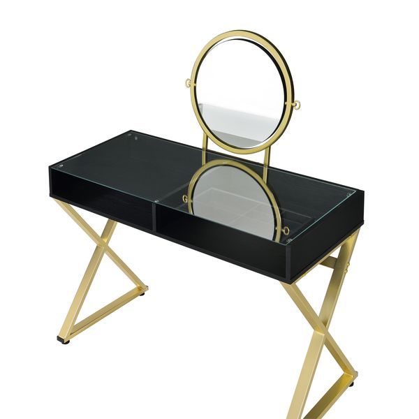Coleen - Vanity Desk - Black & Gold Finish