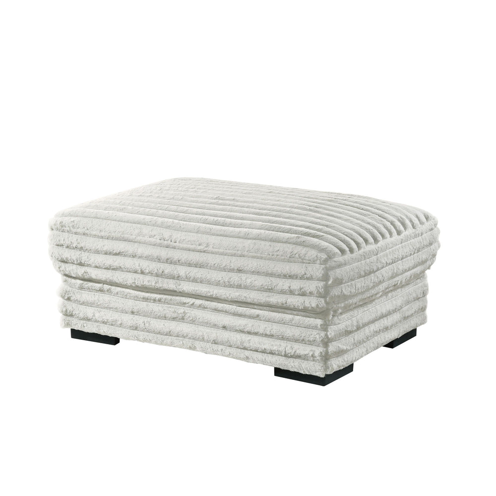 The Embrace Ottoman in white is the perfect addition to your living space, offering both style and functionality. Crafted from 100% white polyester fabric with a plush, blanket-like texture, it promises ultimate relaxation. This versatile piece can be use