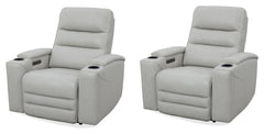 Nexus provides comfortable seating with zero-gravity power recline, lumbar support, and an independent power headrest for personalized relaxation. It features sleek black stainless steel cupholders and a spacious top-grain leather design. Each recliner ha
