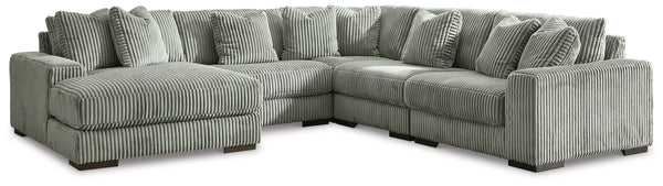 Plush and posh. Showcase your eye for on-trend texture with the statement-making cord upholstery of this sectional with chaise. Its stunningly soft fabric entices in a warm neutral hue, complementing contemporary color palettes. Sink into the cushions and