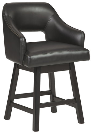 Tallenger - Black / Dark Brown - UPH Swivel Barstool (Set of 2)