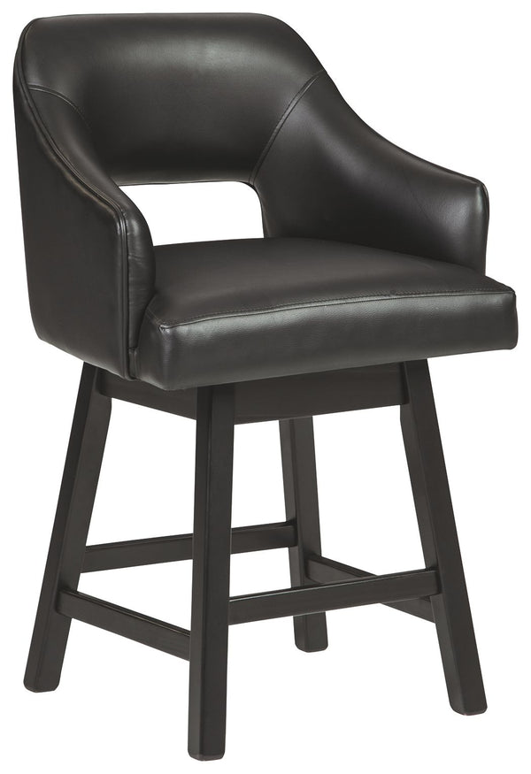 Tallenger - Black / Dark Brown - UPH Swivel Barstool (Set of 2)