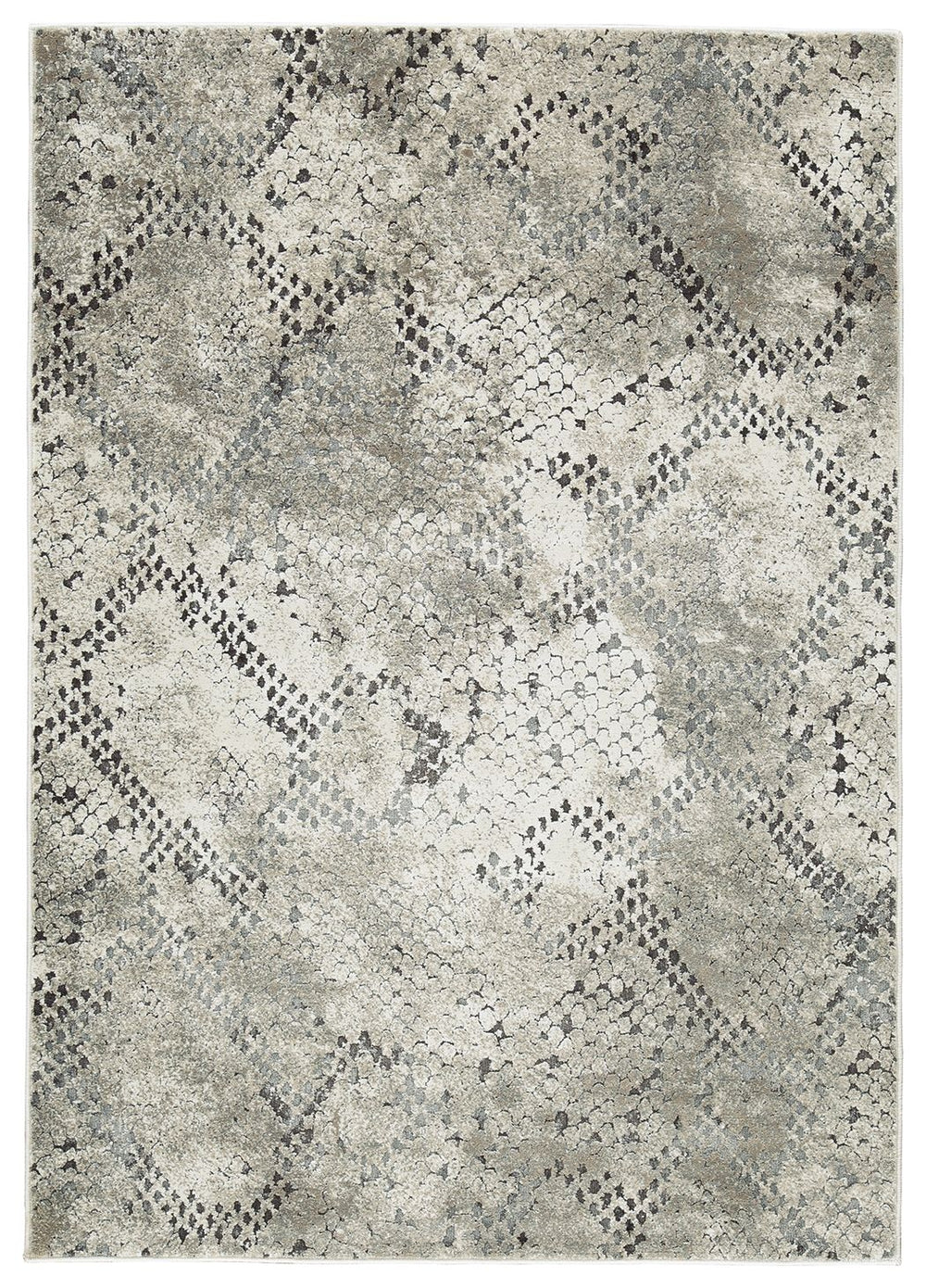 With its cool take on snakeskin, this area rug has us floored with an ultra-contemporary sense of style. Richly understated, the muted palette keeps the look chic and upscale.<br/><br/><b>Product Features</b><ul><li>Made of heat set polypropylene/polyeste