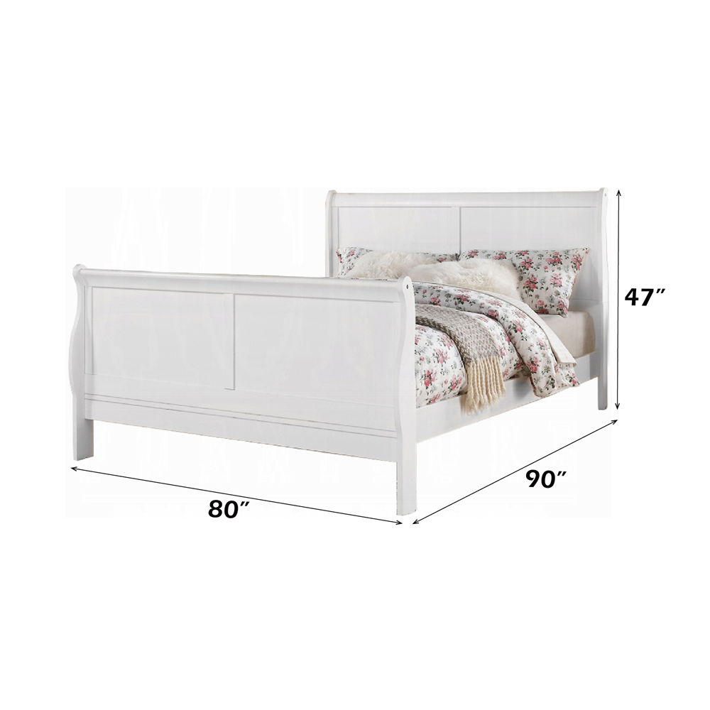 The Louis Philippe III collection brings traditional style details from its sleigh beds, featuring KD headboard, and footboard. Crafted with selected wood and veneers is available in different finish to choose from antique gray, black, cherry and white fi