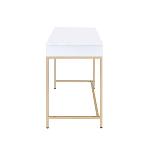 Ottey - Desk - White High Gloss & Gold