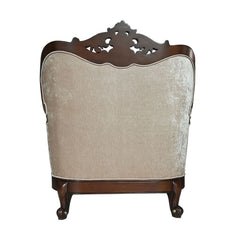 Unassemble Back (Back Could unassembly to make it easier to lift and move), w/2 Pillows â€¢ Carved Crown, Molding Trim with Welt Trim: Contrast Gold-Brush Accent, Rubber Wood (Front Armrest, Leg & Base) â€¢ Backrest Style: Arched, Wingback â€¢ Tight Back 